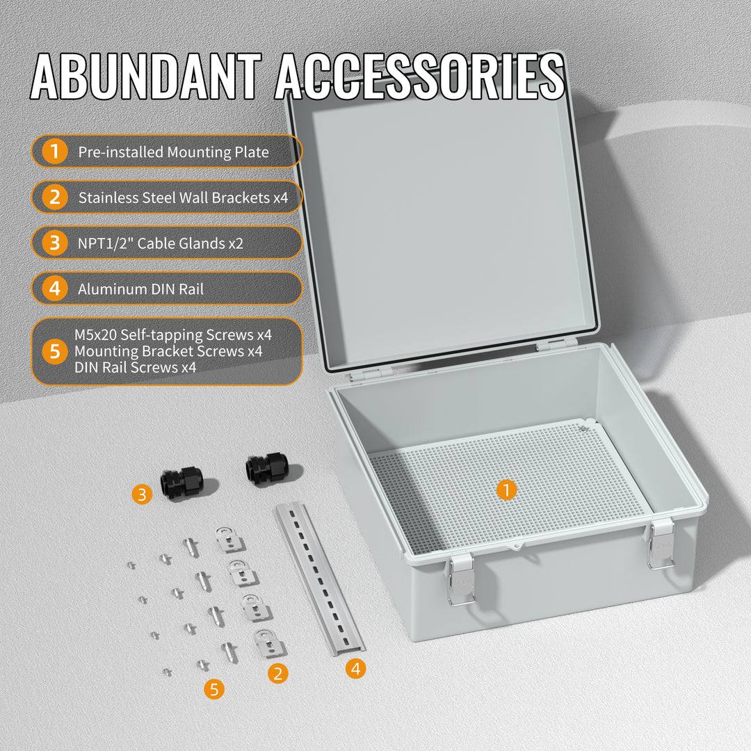 Weatherproof ABS Plastic Outdoor Electrical Junction Box - 13.2