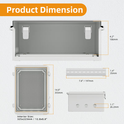 Wall-Mounted ABS Plastic Outdoor Electrical Junction Box - 13.8"x9.8"x5.9" - DAIER