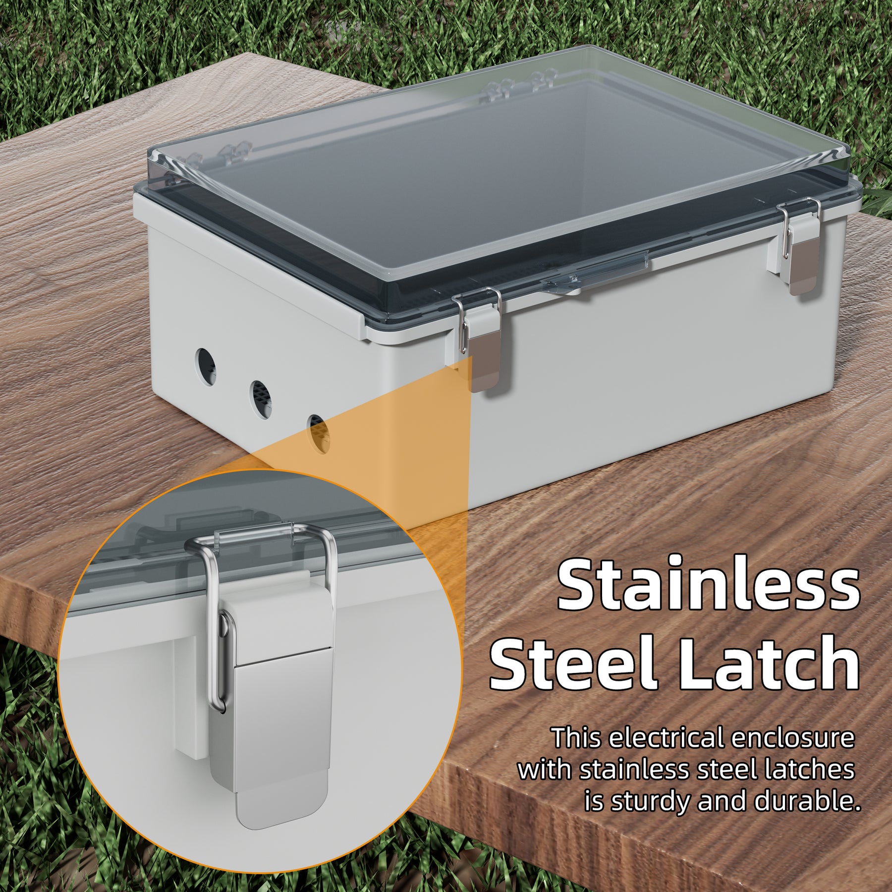 Outside Waterproof Electrical Enclosure Box with Hinged Cover - 13.8