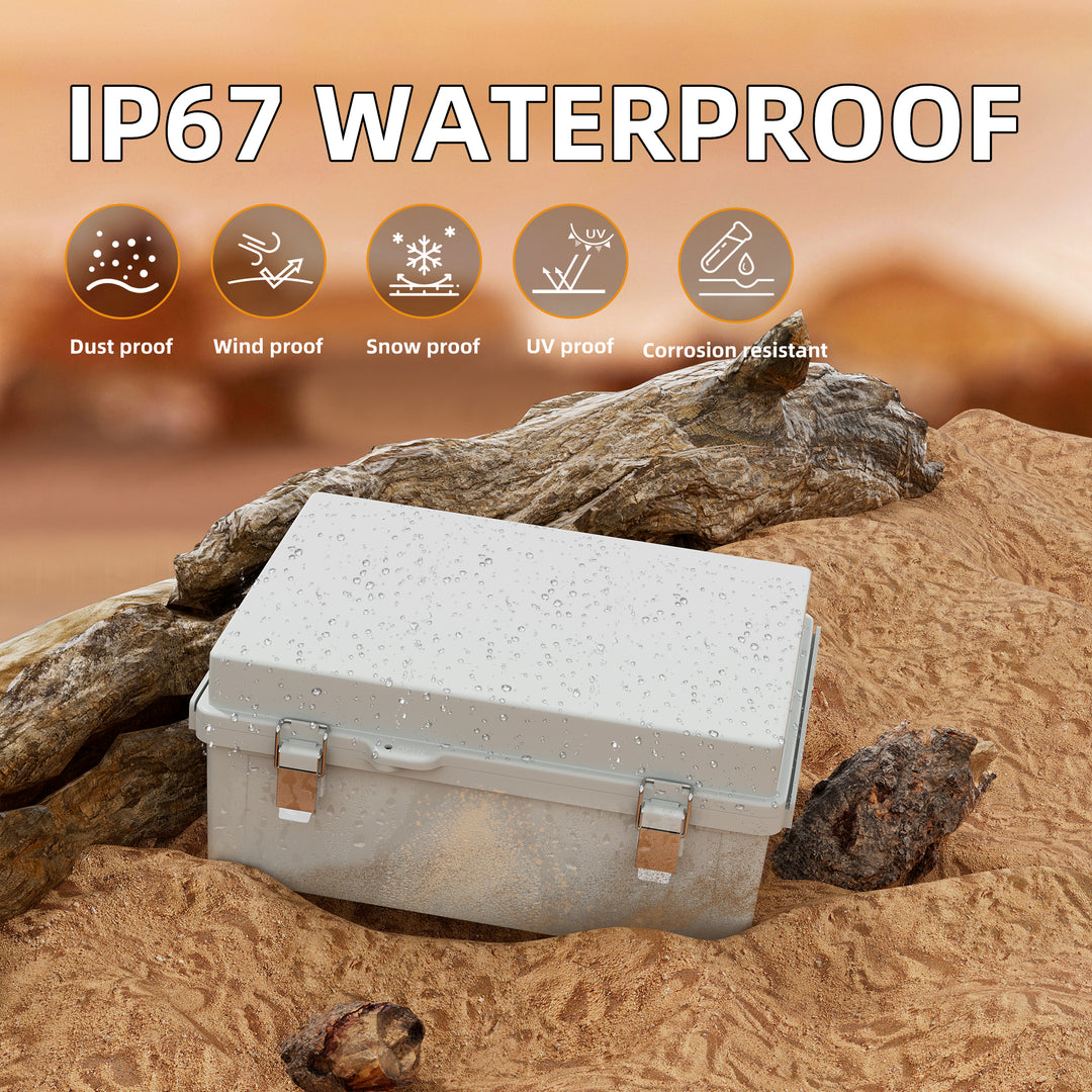 Scatola Di Giunzione Stagna IP65 In ABS Grigia 15.7x11.8x7 Pollici Per Esterno/industriale