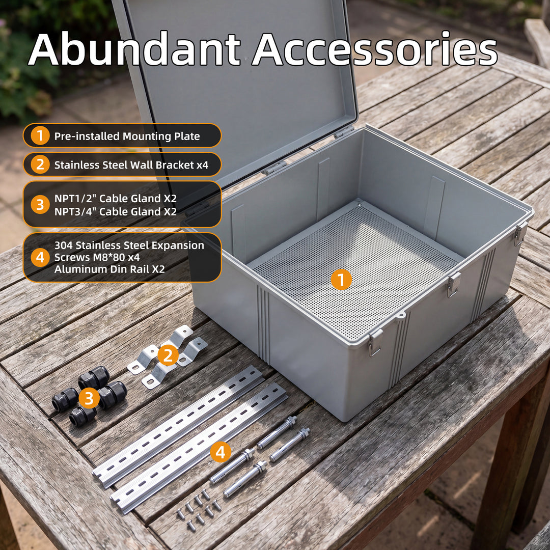 25 x 22 x 10 in IP67 Waterproof Electrical Box | Large ABS Outdoor