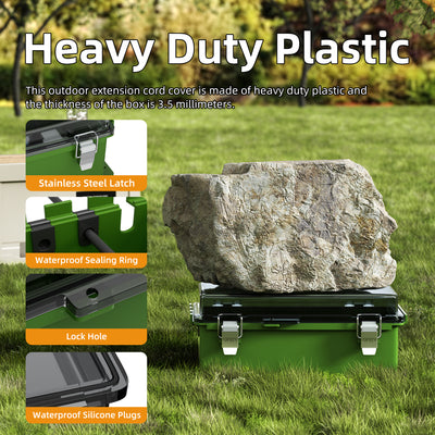 Large Outdoor Extension Cord Cover Box Lockable Electrical Connection Protector - 9"x5"x4.3"
