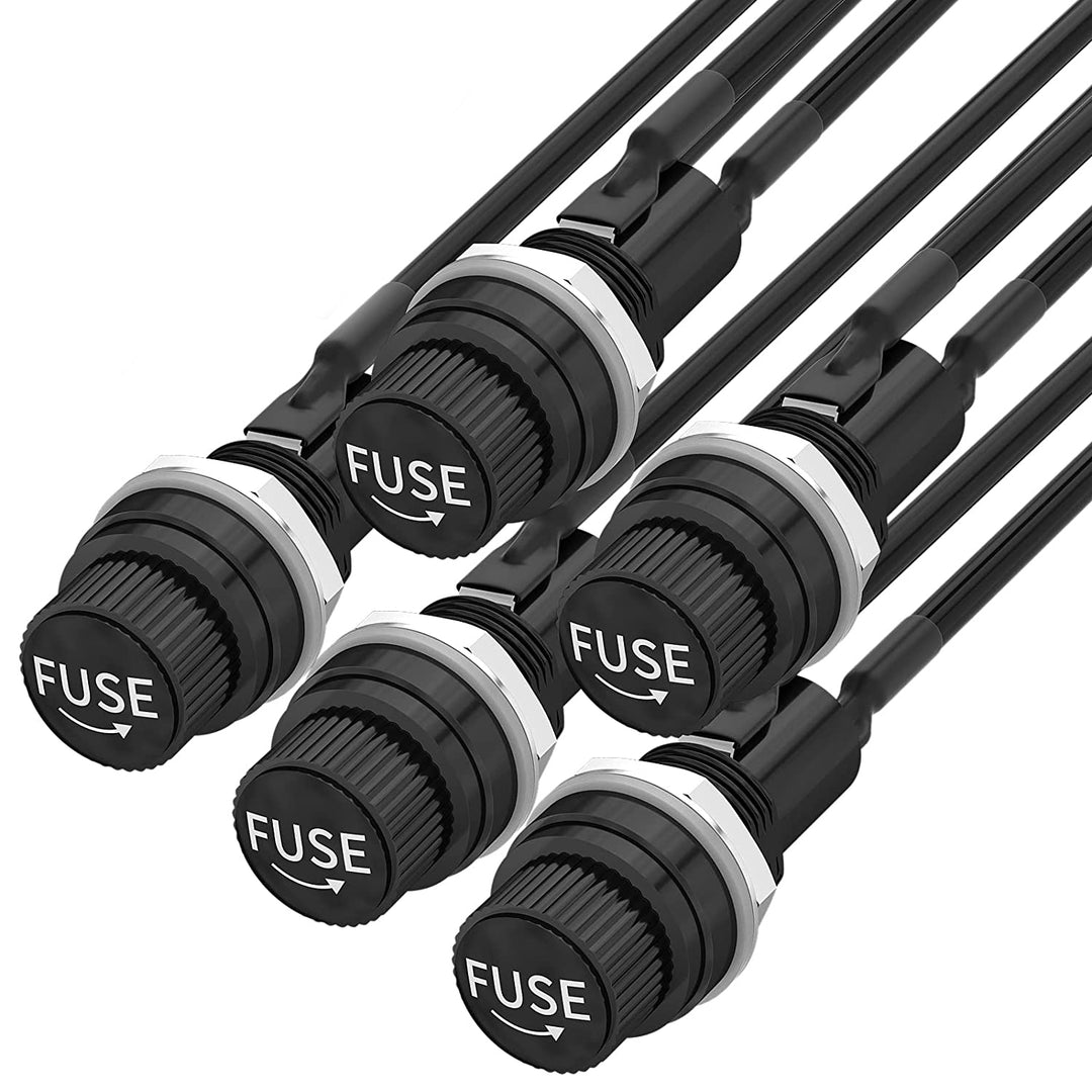 5PCS 5x20mm Screw Cap Panel Mount Fuse Holder with Pre-Soldered