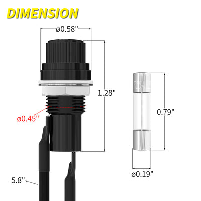 BLX-3BLX-3+18AWG15CM Screw Cap Panel Mount Fuse Holder Size