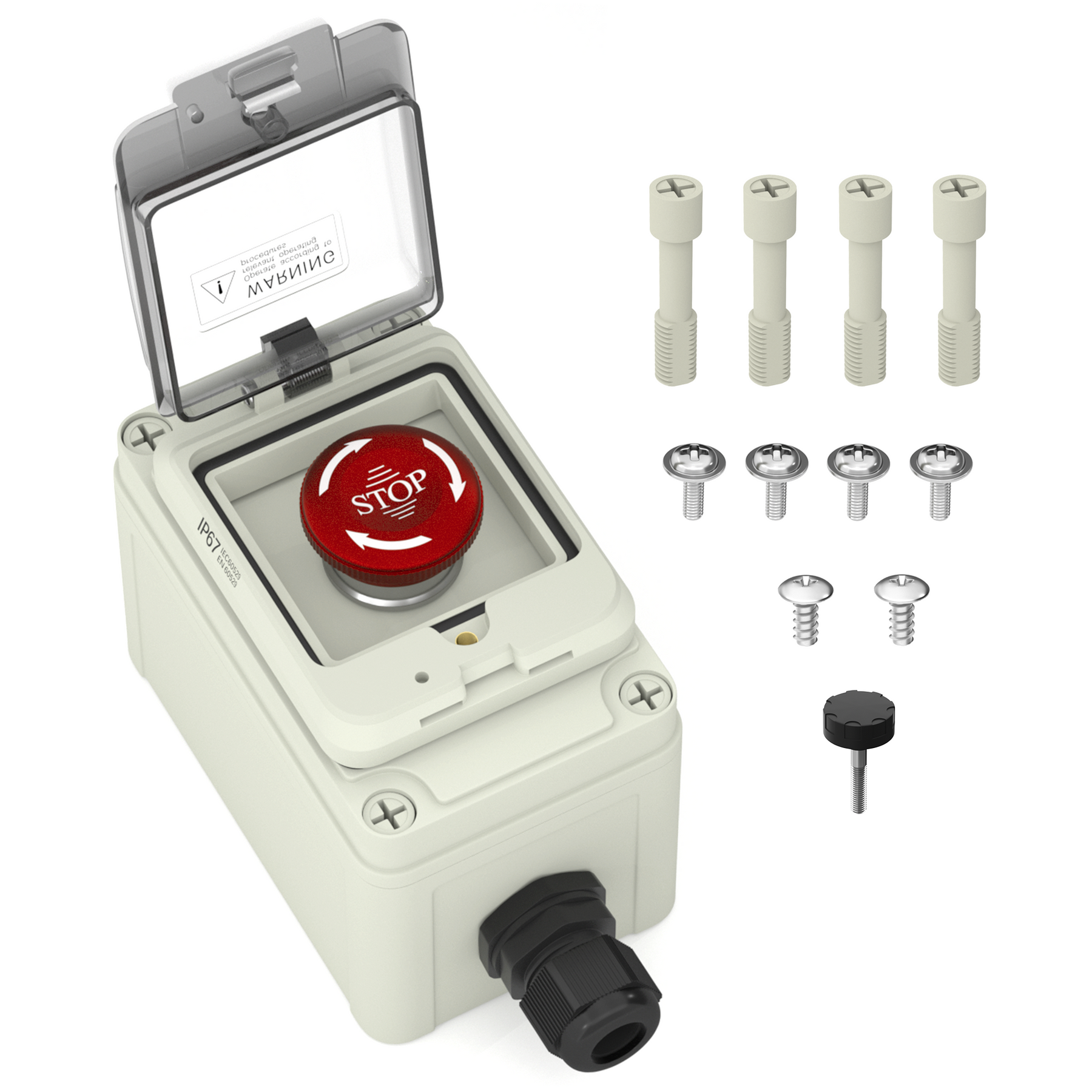 8A 250VAC Emergency Stop Switch with IP67 Waterproof Enclosure – DAIER
