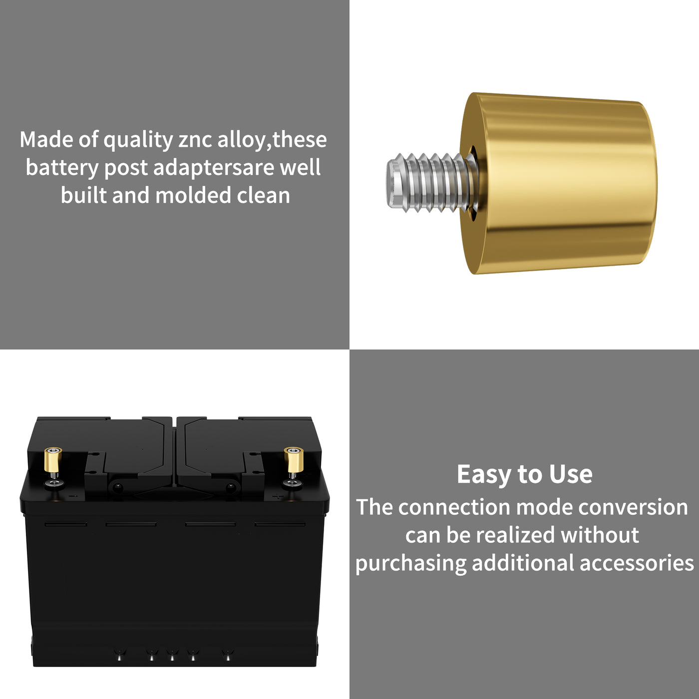 Battery Terminal Post Adapters M8 Threaded to SAE/JIS Automotive Posts ...