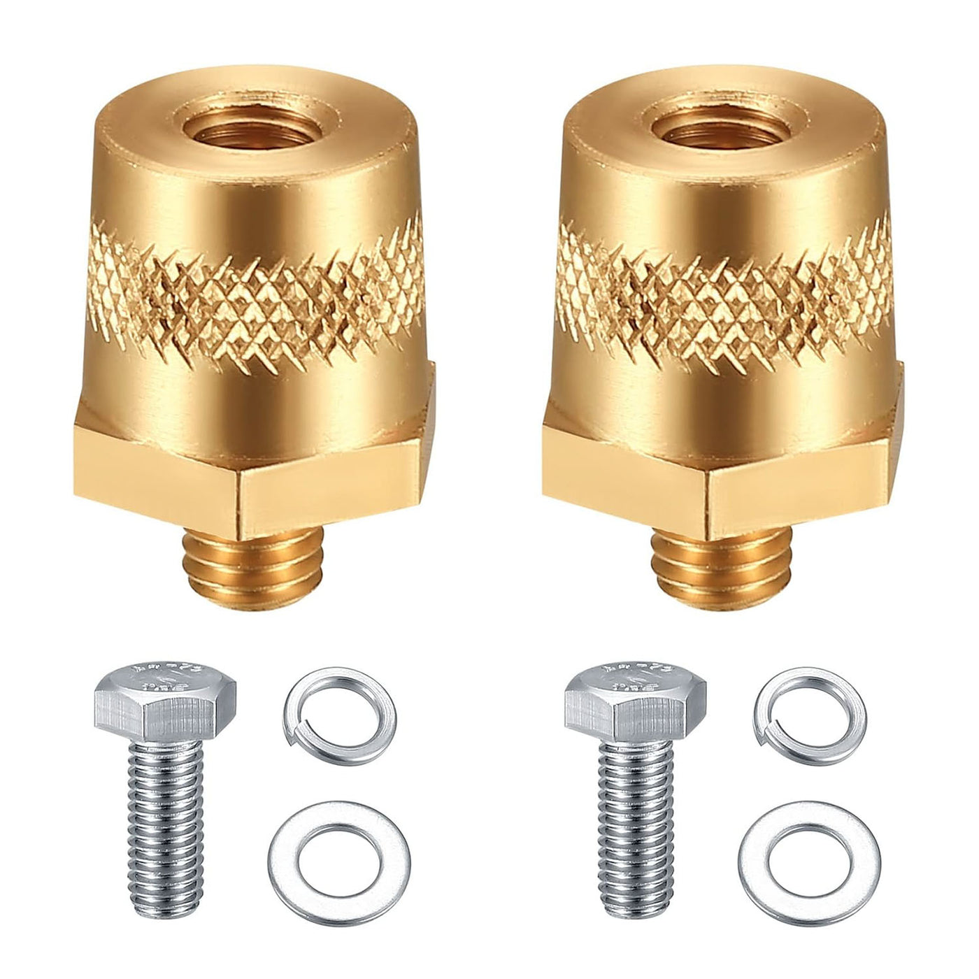 Automotive Battery Terminal Post Converters Knurled M8 Threaded to SAE/JIS Tapered Posts Positive & Negative Pair