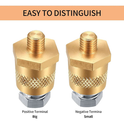 Automotive Battery Terminal Post Converters Knurled M8 Threaded to SAE/JIS Tapered Posts Positive & Negative Pair