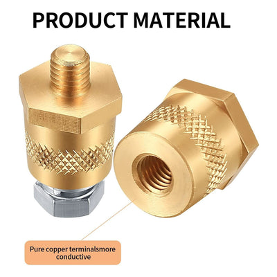 Automotive Battery Terminal Post Converters Knurled M8 Threaded to SAE/JIS Tapered Posts Positive & Negative Pair