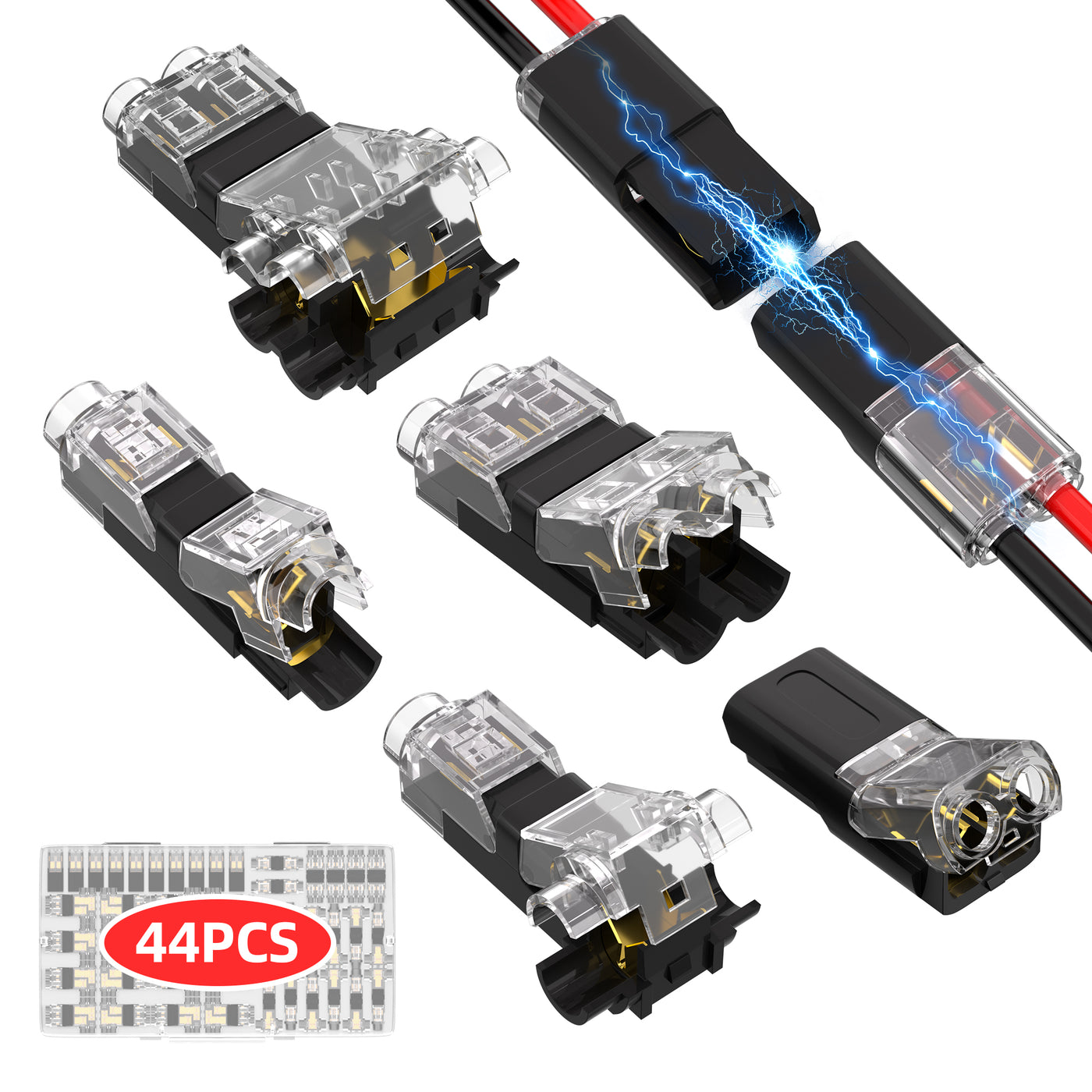 44 Pcs Low Voltage Wire Connector Kit | Solderless T-Tap & I-Tap Assortment | 24-20 AWG Electrical Splice