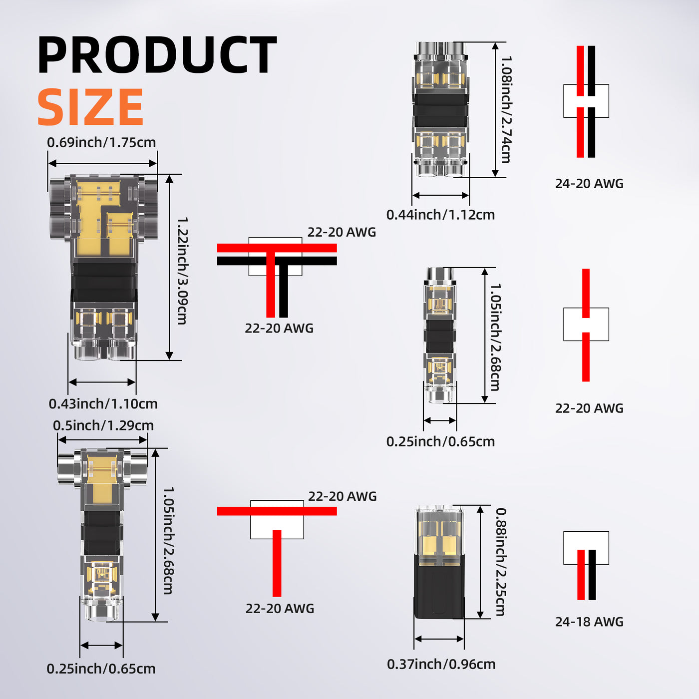 44 Pcs Low Voltage Wire Connector Kit | Solderless T-Tap & I-Tap Assortment | 24-20 AWG Electrical Splice