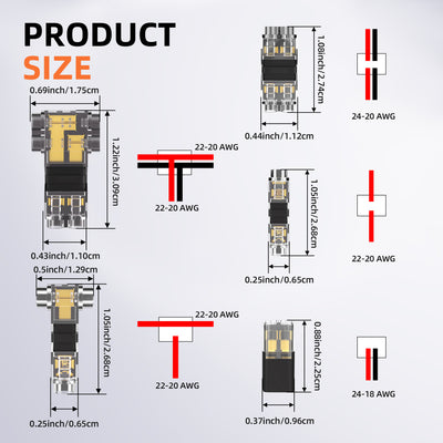 44 Pcs Low Voltage Wire Connector Kit | Solderless T-Tap & I-Tap Assortment | 24-20 AWG Electrical Splice