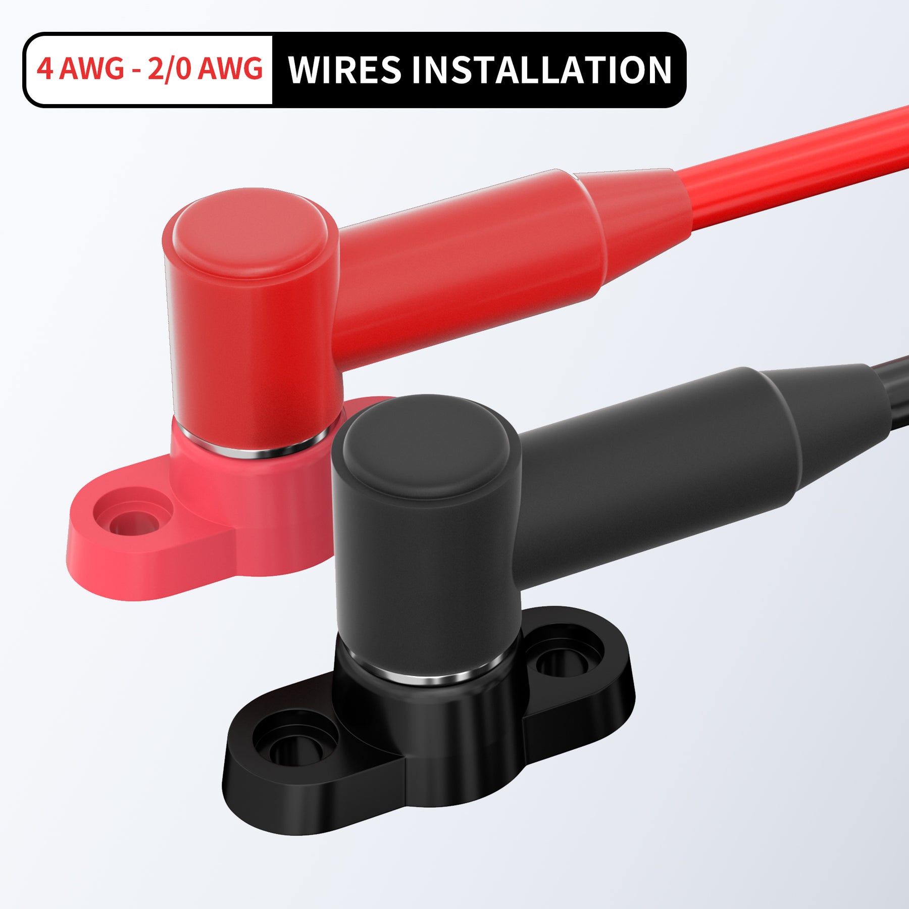 5 Sets 4AWG-2/0AWG Black and Red Silicone Insulated Stud Terminal Cove ...