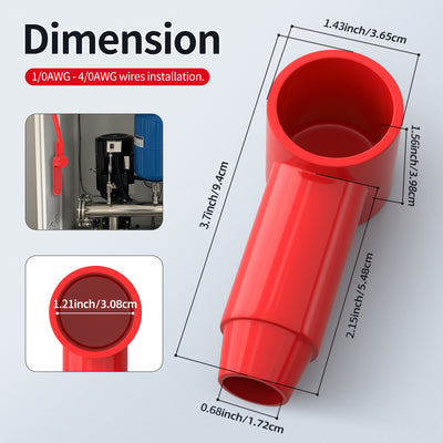 6 Sets 1/0AWG-4/0AWG Silicone Battery Terminal and Lug Protector Boot