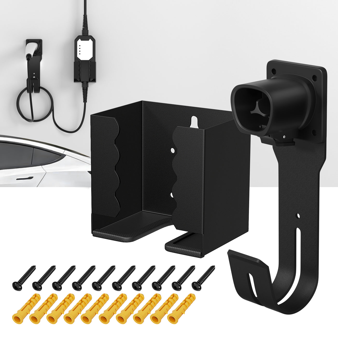 Tesla EV Charger Holder Kit with Cable Organizer Wall Mount