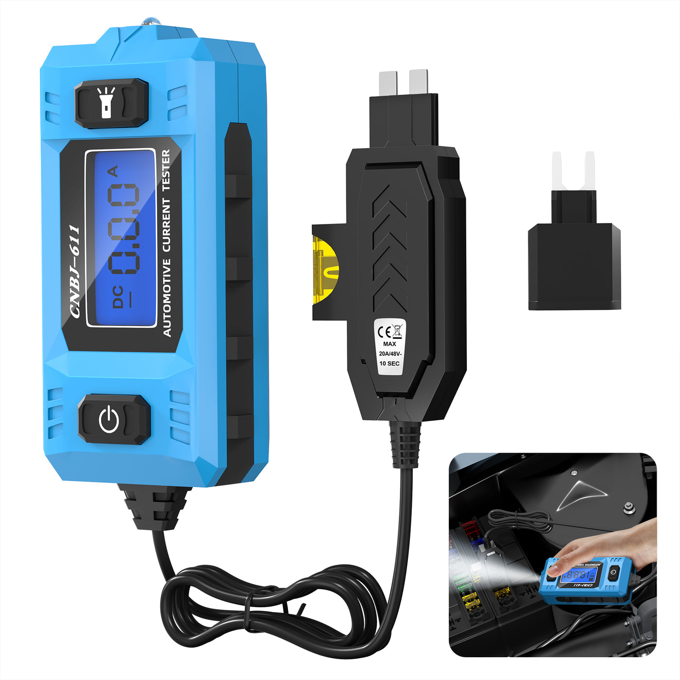 Automotive Fuse Current Tester with LCD Display and Built-in Lighting ...