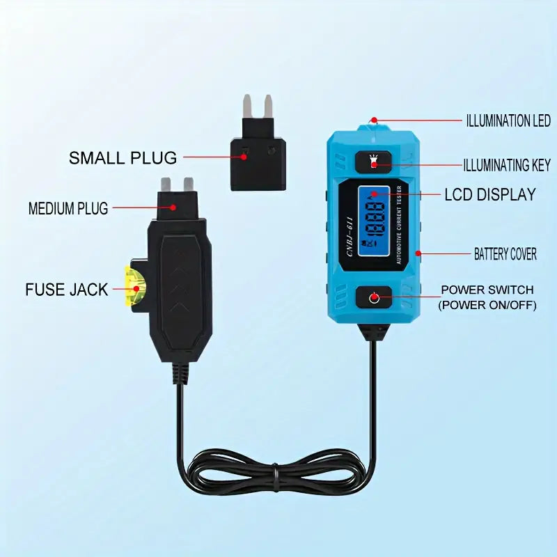 Automotive Fuse Current Tester with LCD Display and Built-in Lighting ...