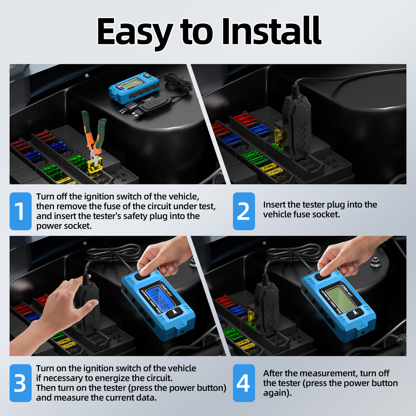 Automotive Fuse Current Tester with LCD Display and Built-in Lighting ...