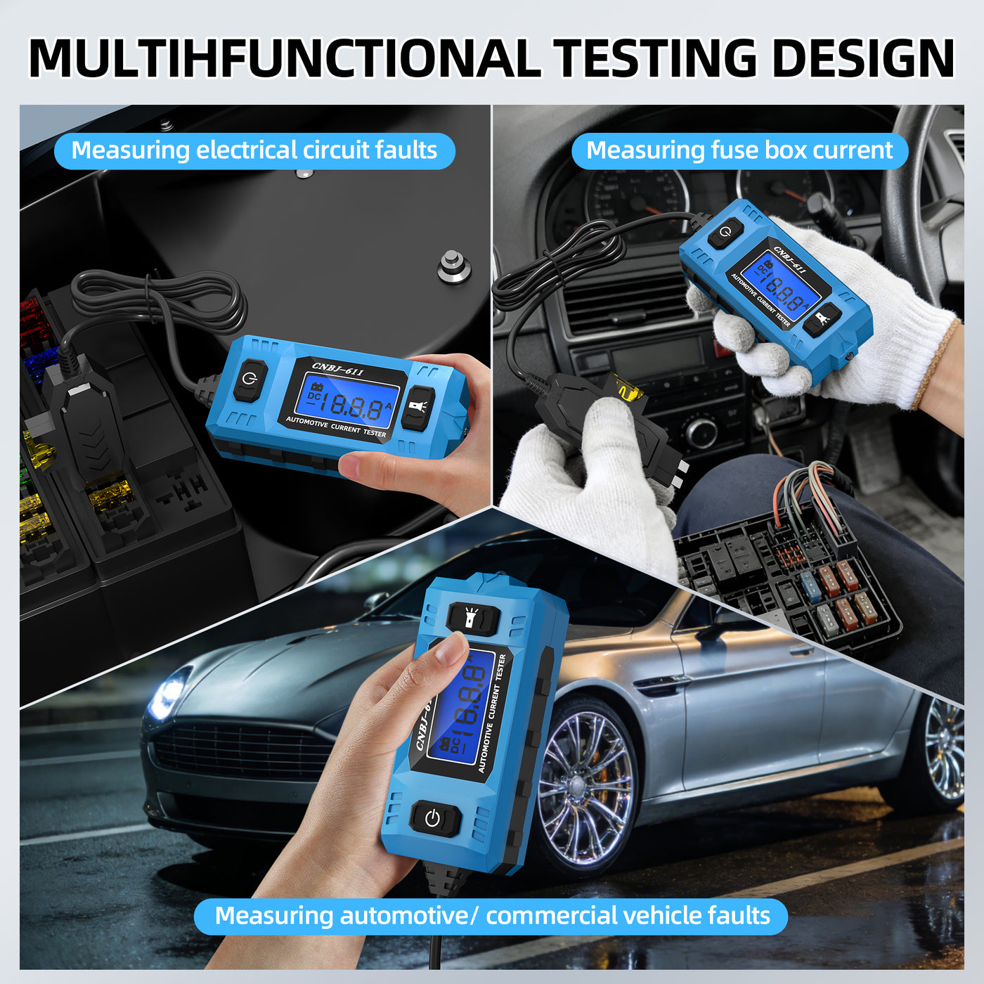 Automotive Fuse Current Tester with LCD Display and Built-in Lighting ...
