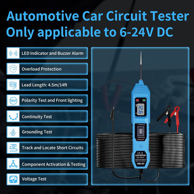 6V-24V DC Multifunctional Automotive Power Circuit Probe Tester with LCD Display