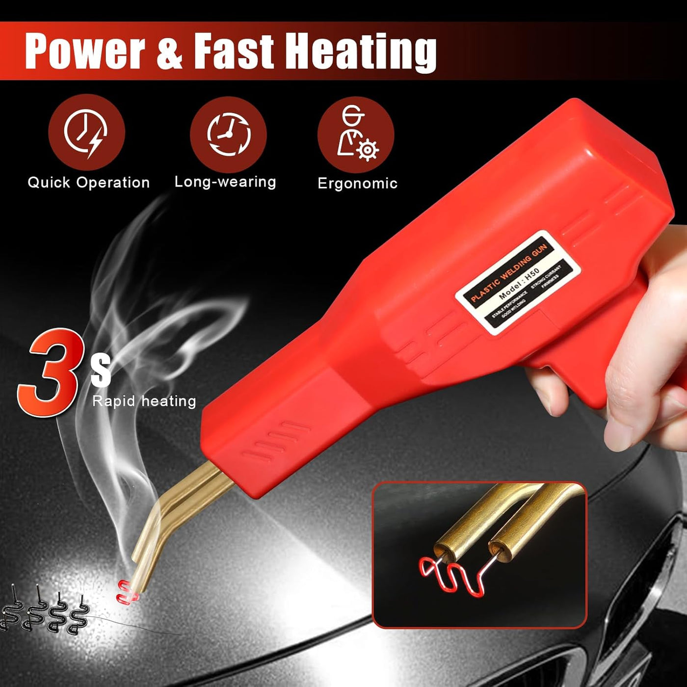 Plastic Welder Kit with Four Types of Hot Staples for Most Plastic Repair