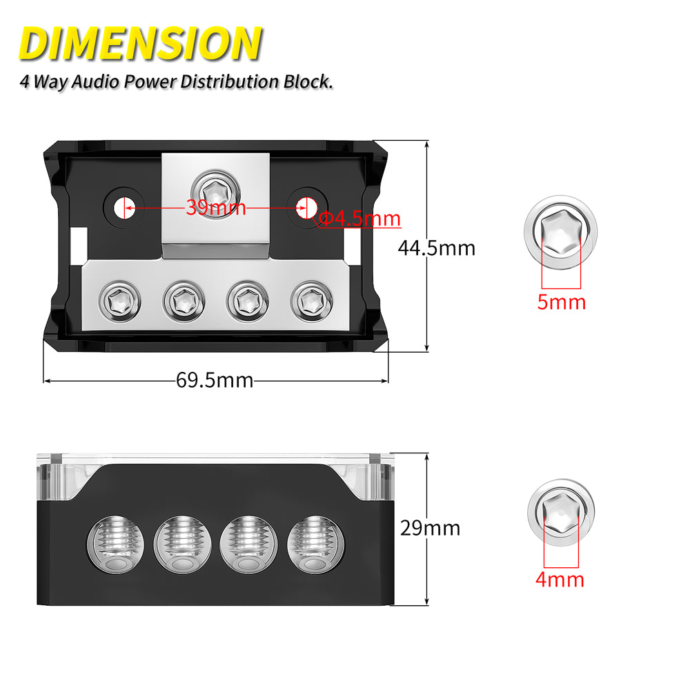 4 Way Car Audio 1 in 4 out Power Distribution Block Splitter – DAIER