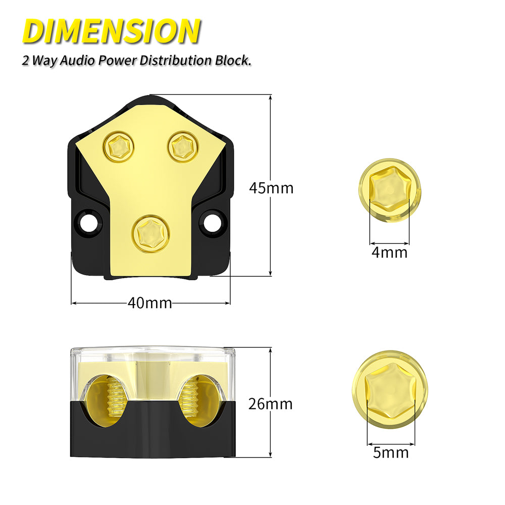 DB-43 2 Way 1 in 2 out Power Distribution Block Dimension