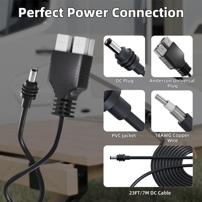 Starlink Mini DC 12V/24V to 30V Conversion Kit Anderson Powerpole to DC Plug 23FT/7M Cable for RV, Marine, Off-Grid