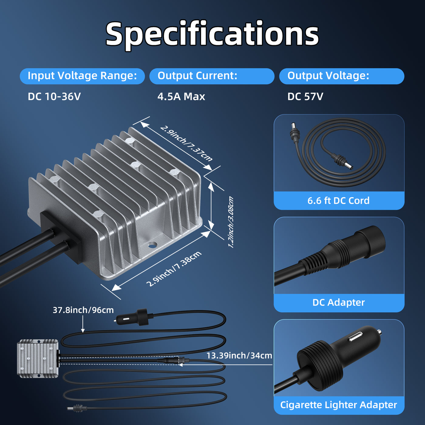 DC Step-Up Power-Converter 12V/24V naar 57V 4.5A Spanning Booster voor DC Step-Up Power-Converter 12V/24V naar 57V 4.5A Spanning Booster voor