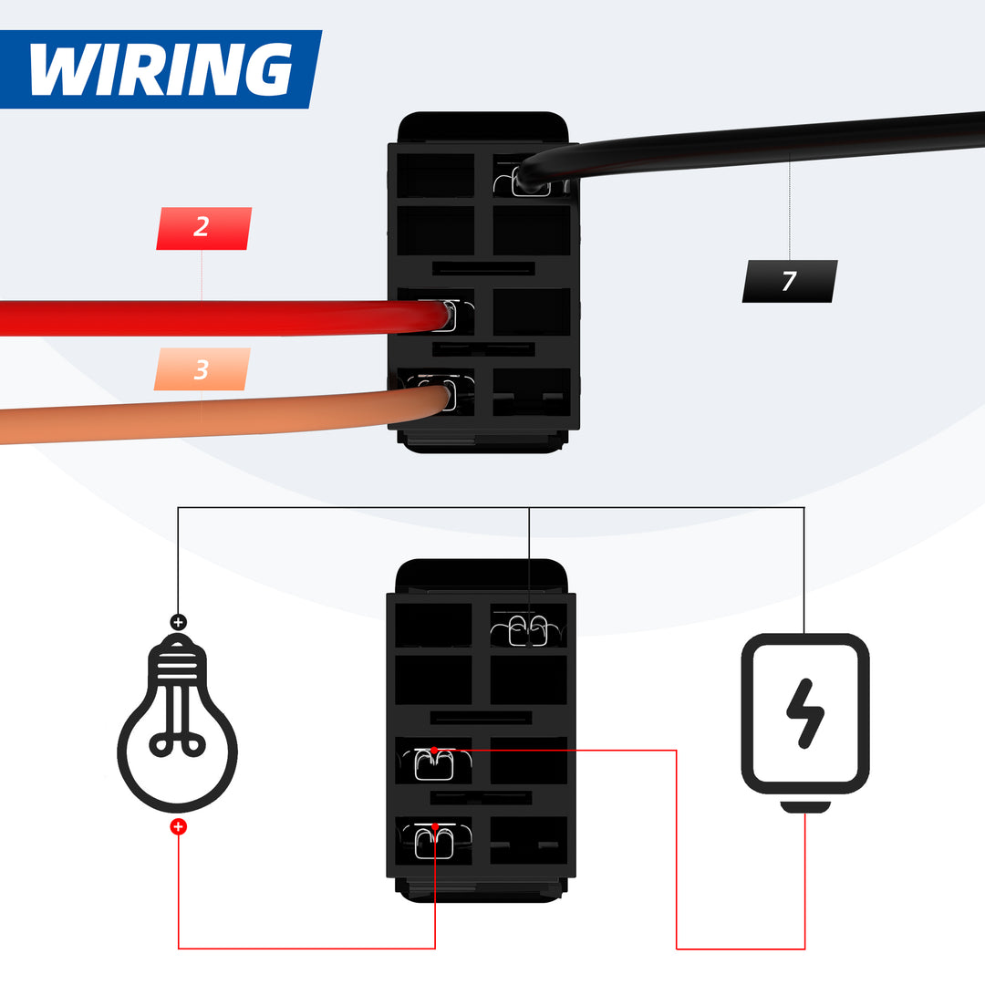 Switch Rocker On Off 21mm 12v Dc 20a + Terminales Y Cables
