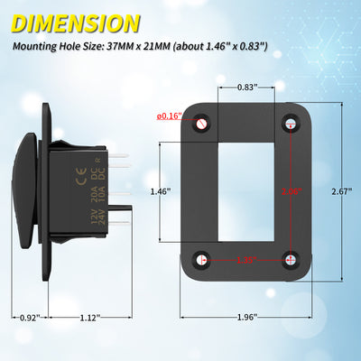 Waterproof 3 Way SPDT Auto Manual Bilge Pump Rocker Switch Panel - DAIER