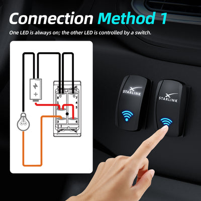 Starlink Symbol Rocker Switch - 5Pin Laser ON OFF with Jumper Wire Set