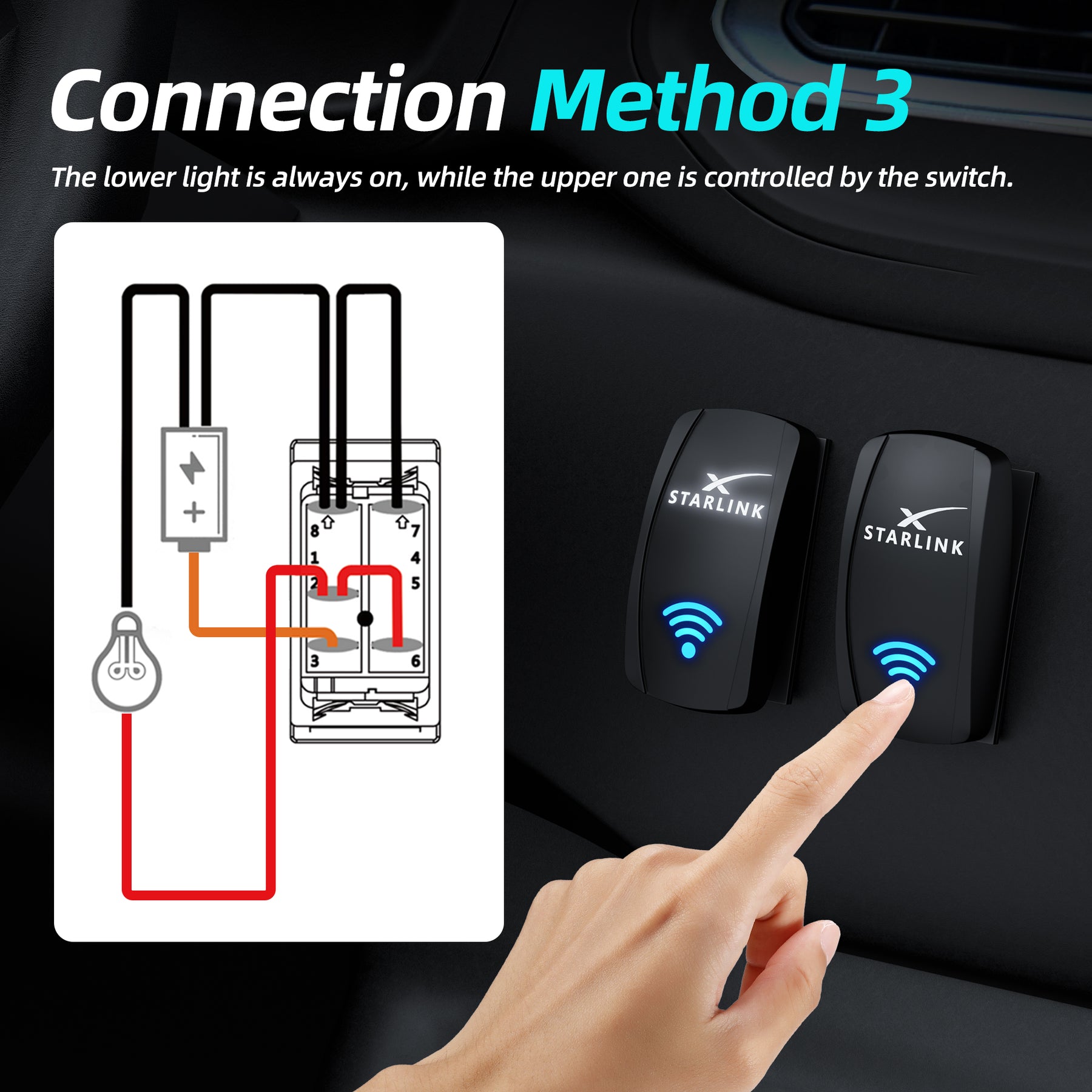 Starlink Symbol Rocker Switch - 5Pin Laser ON OFF with Jumper Wire Set ...