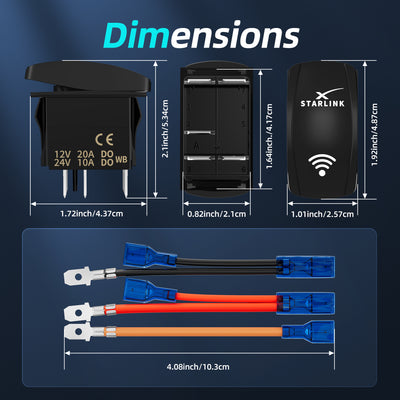Starlink Symbol Rocker Switch - 5Pin Laser ON OFF with Jumper Wire Set