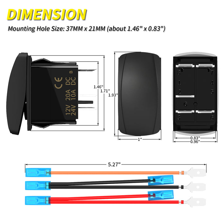 Spot Lights Rocker Switch - 5Pin Laser ON OFF with Jumper