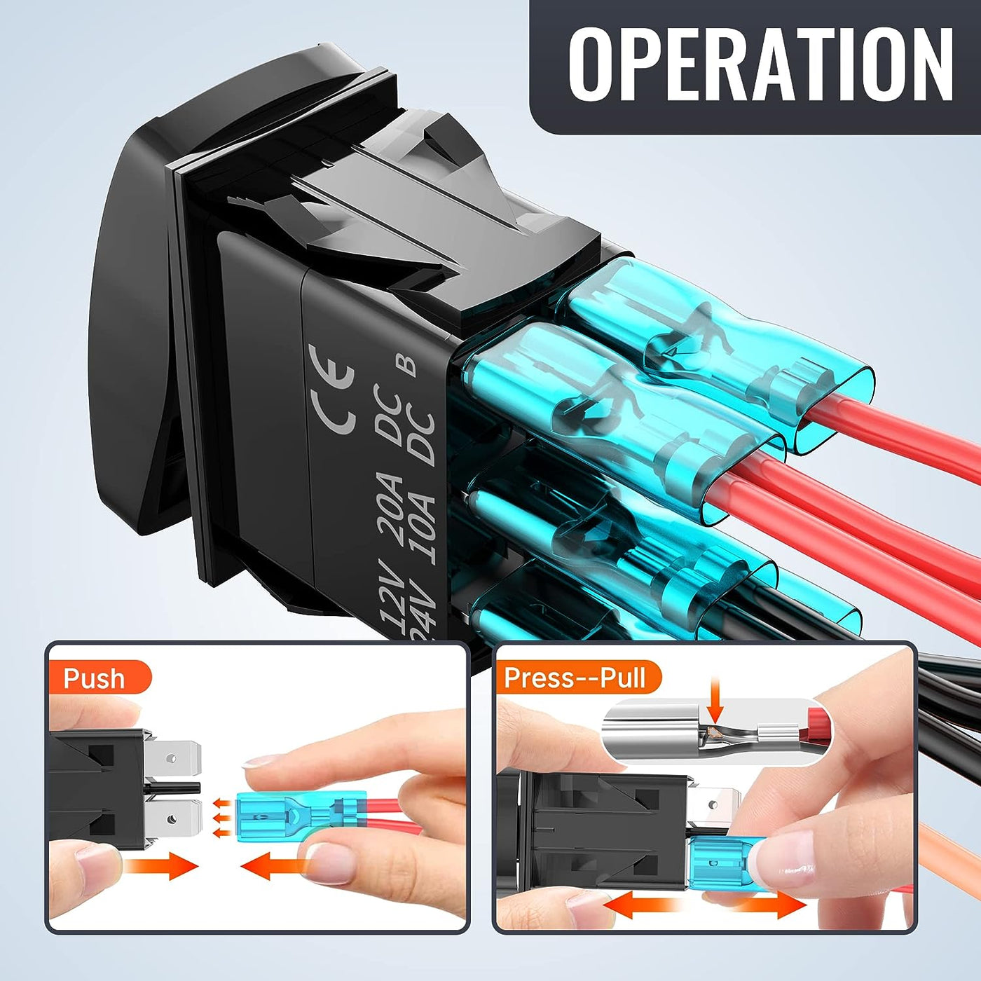 12VDC 20A SPST 5 Pins Blue LED Marine Rocker Switch with Oval Lens – DAIER