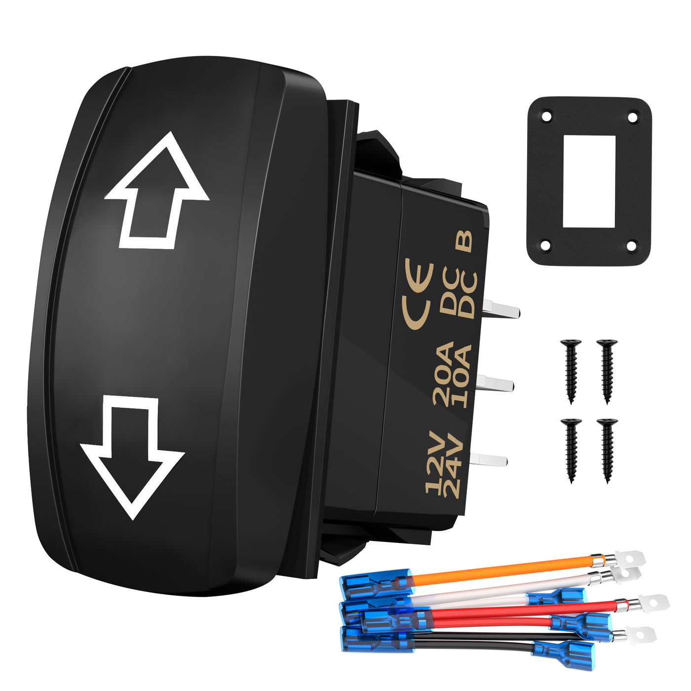 Up/Down Arrows Rocker Switch (ON)-OFF-(ON) DPDT 7-Pin Polarity Reverse ...