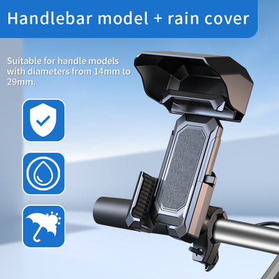 Motorcycle Bike Handlebar Phone Holder Mount with Cover for 4-7" Smartphones