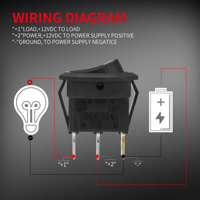 2 jeux d'interrupteurs à bascule ronds 20A 12VDC ON-OFF SPST Dot Light avec coque