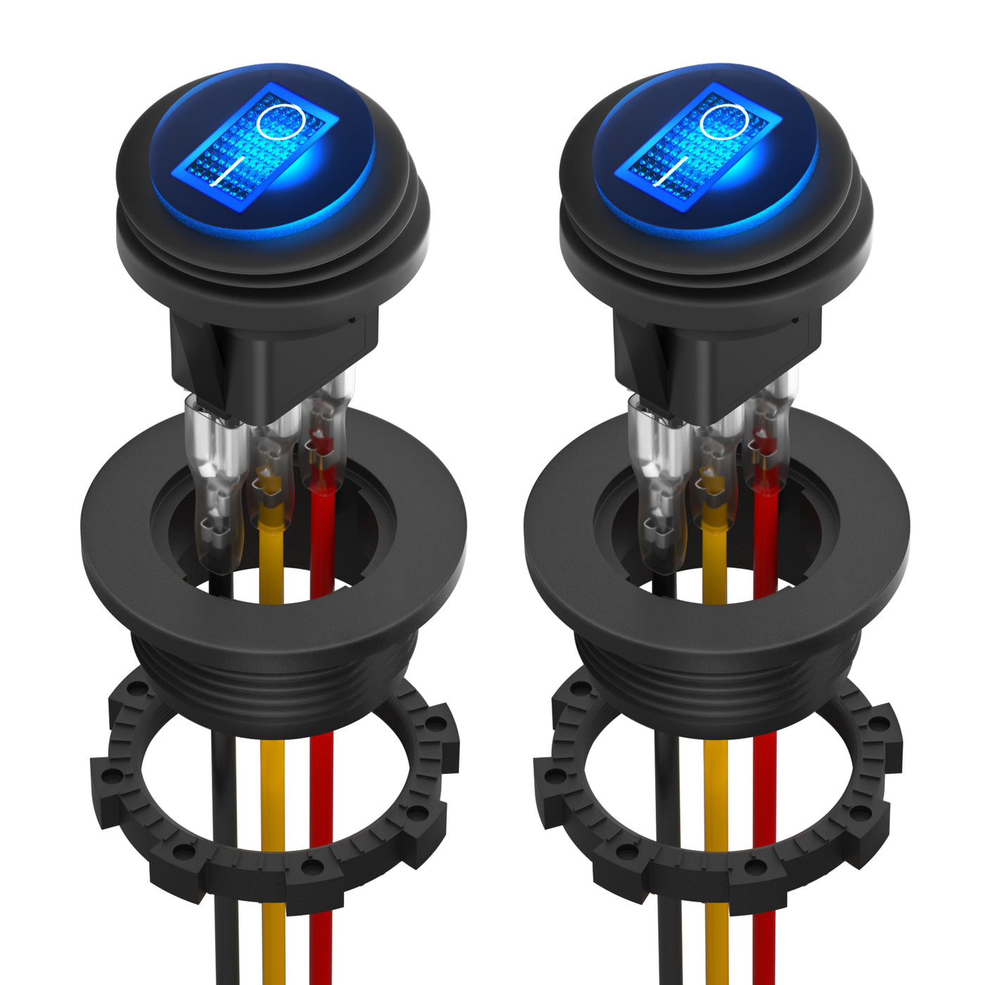 12V 20A Waterproof ON-OFF SPST 3 Pin Round Rocker Switch Kit with LED ...