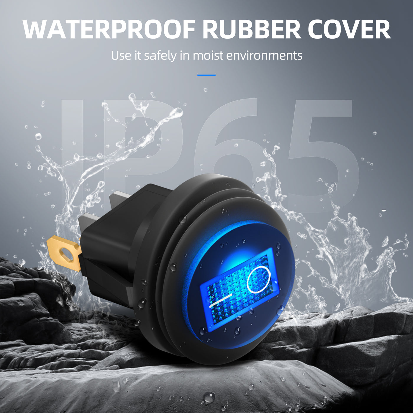 12V 20A Waterproof ON-OFF SPST 3 Pin Round Rocker Switch Kit with LED ...