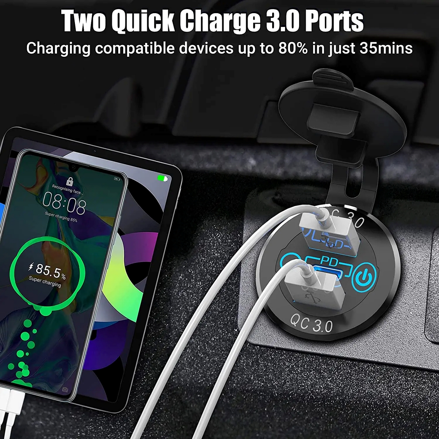 DS2013-P13 USB Charger with Two Quick Charge 3.0 Ports
