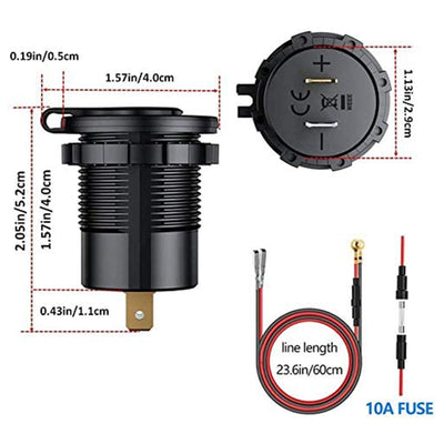 12V Dual QC3.0 USB Charger with Color Digital Voltmeter and Switch - DAIER