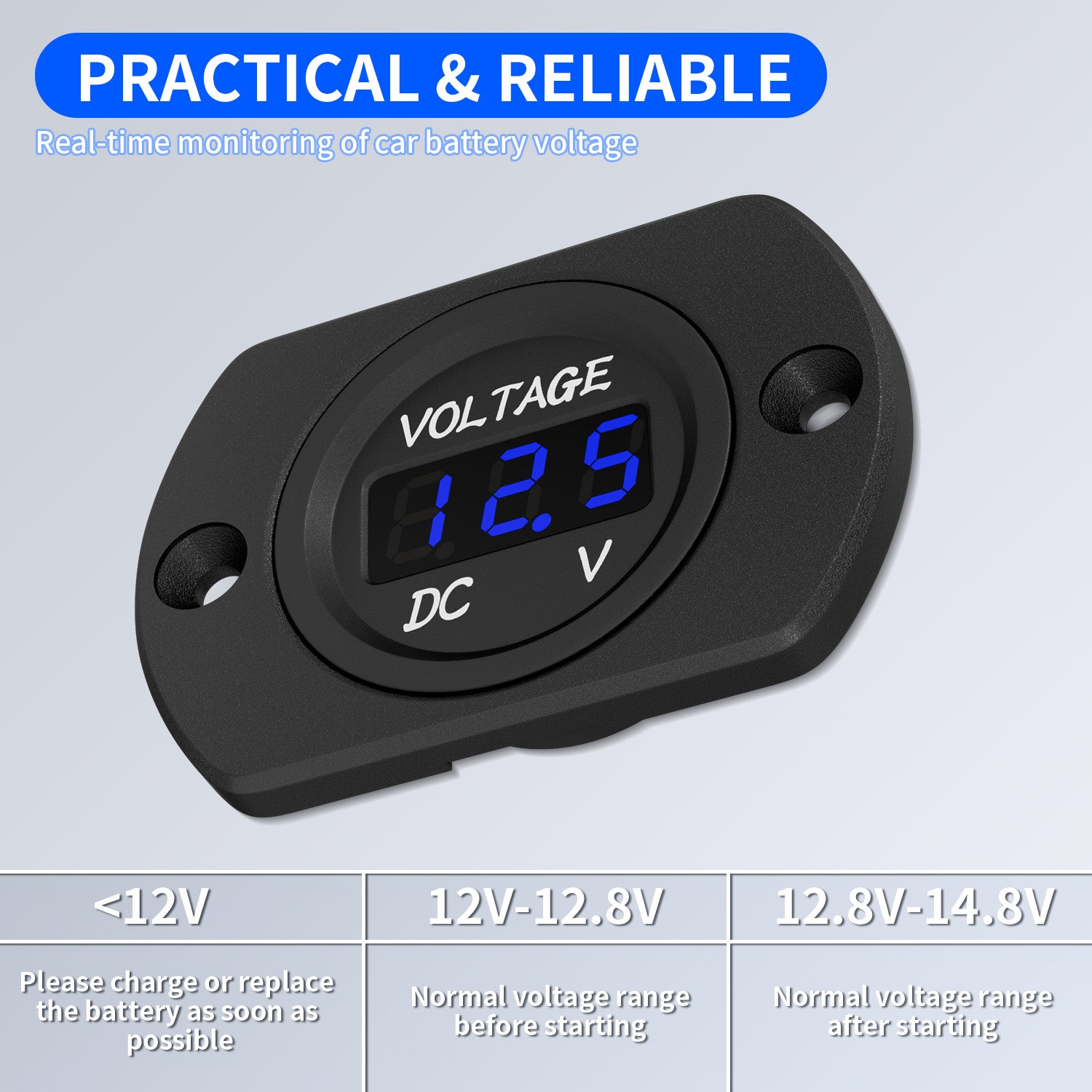 DC 848V Waterproof Car LED Digital Display Voltmeter Panel with Termi