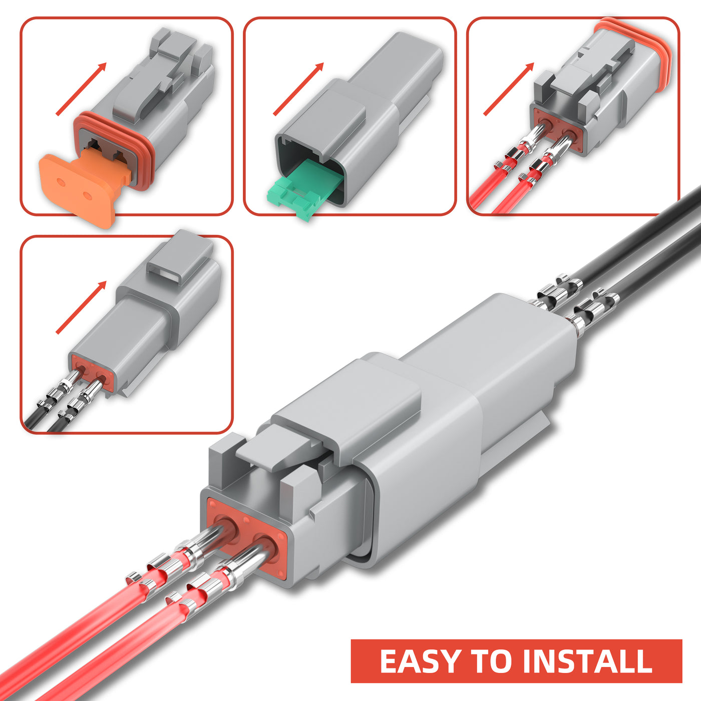 Dt Plug 6 Sets 2 Way Waterproof Electrical Wire Deutsch DT Connector – DAIER