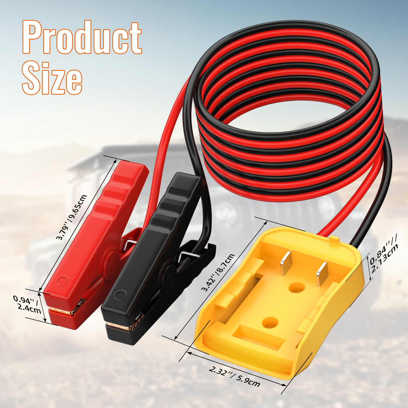 DeWalt 20V Battery Adapter with 6FT Jumper Cables for Portable Power Solution