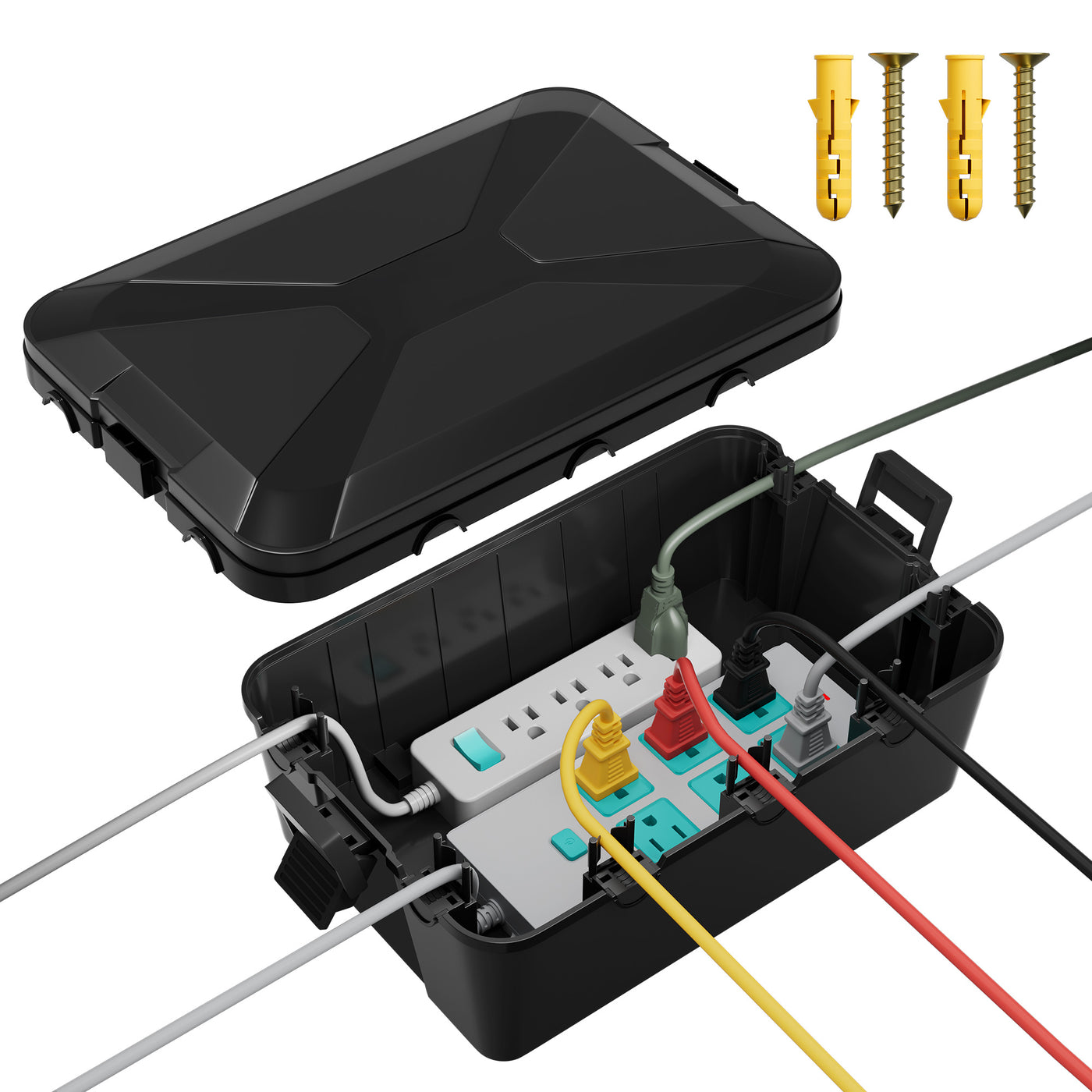 Large Outdoor Plastic Weatherproof Extension Cord Box for Outlet Plug- 12.6"x8.3"x5.1"