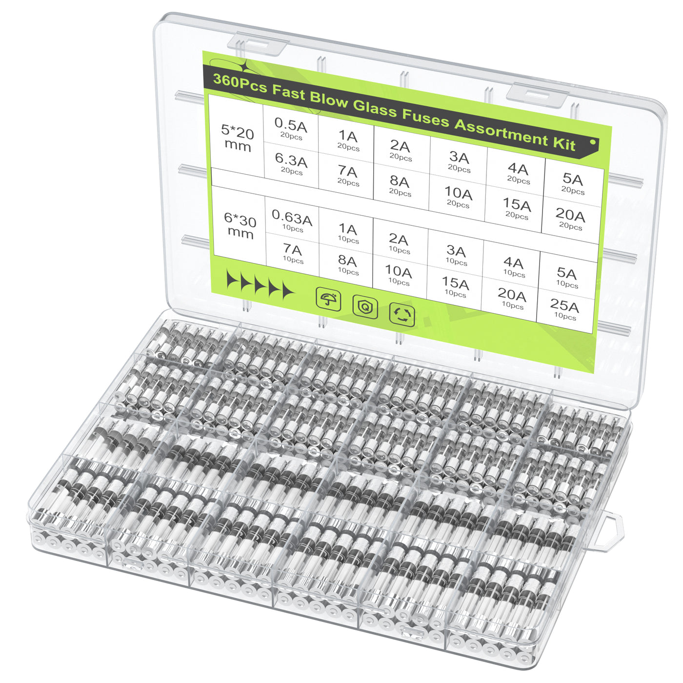 72pcs/set 6x30mm Fast Quick Blow Glass Tube Fuse with Fuse Holder Assorted Kit 0 72pcs/set 6x30mm Fast Quick Blow Glass Tube Fuse with Fuse Holder Assorted Kit 0