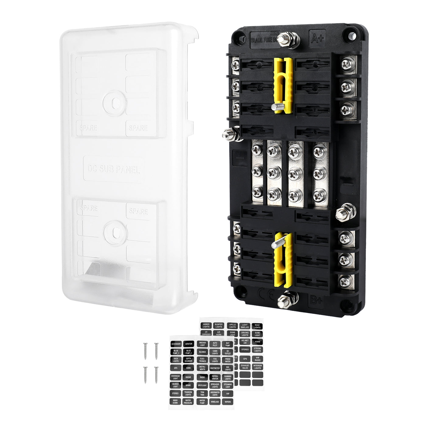 12 Way Dual-Circuit Blade Fuse Block with Ground Bus | 100A 12V-32V – DAIER