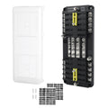 16 Way Dual-Circuit Blade Fuse Block with Ground Bus and Cover